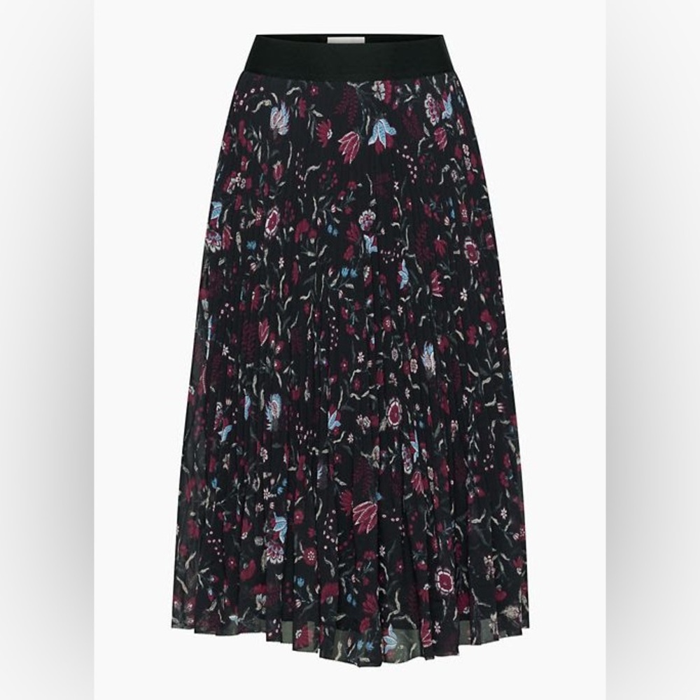Aritzia Wilfred Pleated Black Floral Maxi Skirt